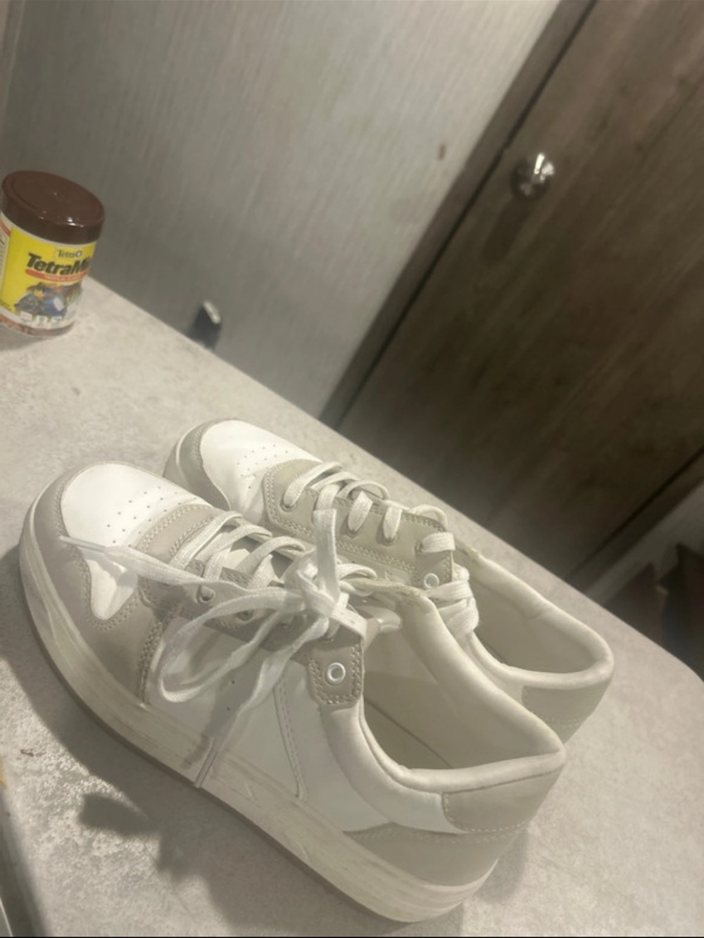 American Rag White and Beige Women's Platform Sneakers